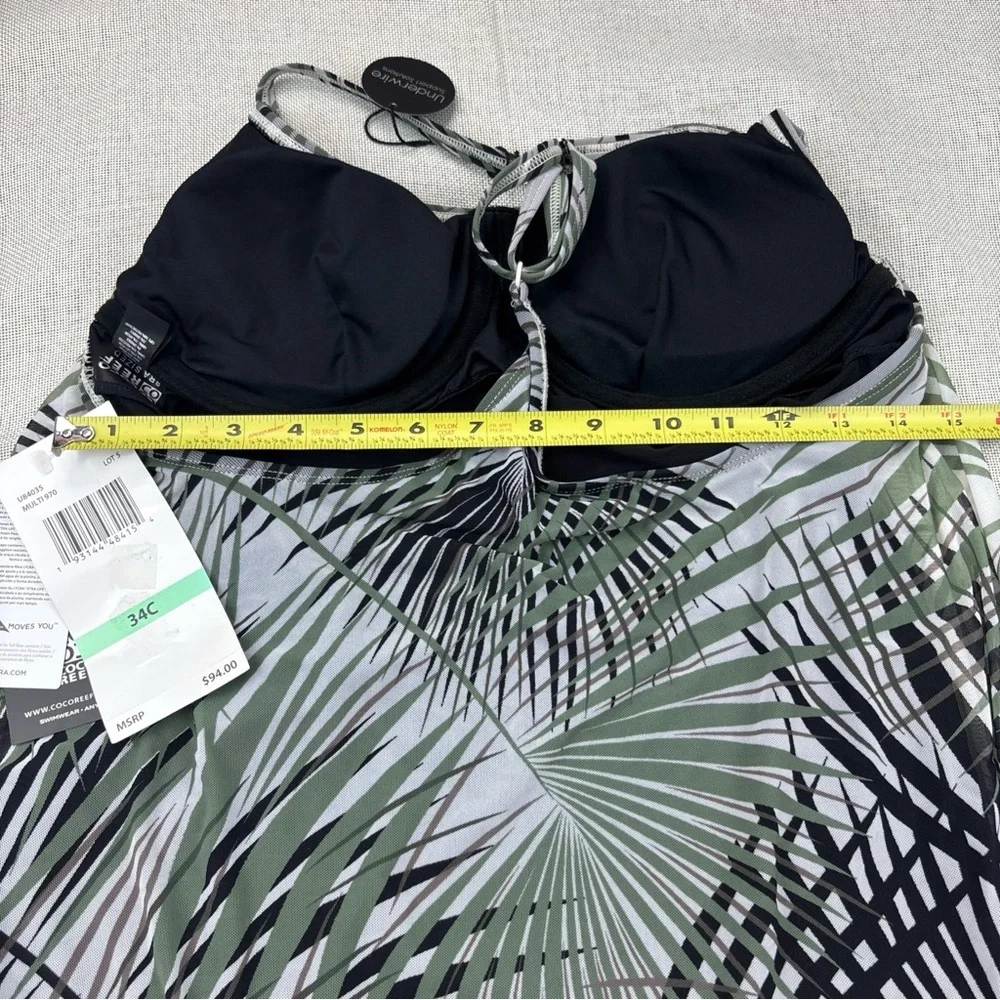 Coco Reef Women's Current Printed Mesh Bra-Sized Tankini Top Size 34C